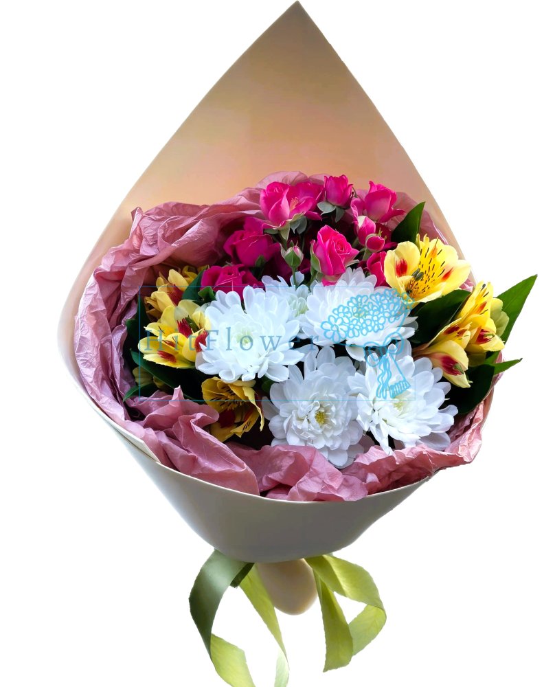 Букет цветов Флорентийское Утро Букет цветов из: Хризантемы, Розы и Альстромерии